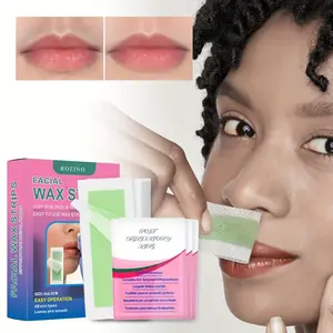 ROZINO Facial Wax Strips for Smooth Skin Easy Operation All Skin Types 9x4.5cm Hypoallergenic Hair Removal Strips with Soothing Repair Wipes