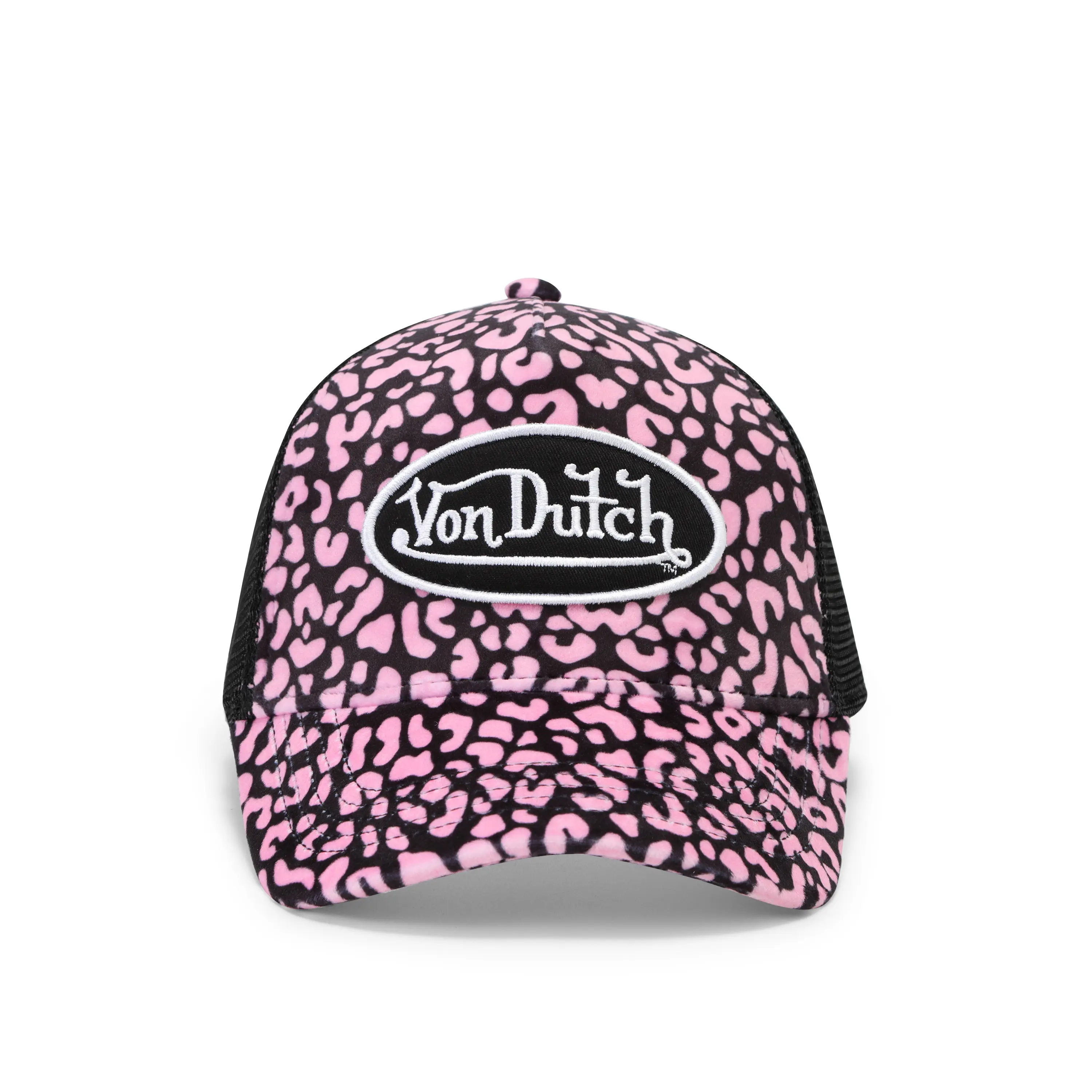Light Pink Cheetah Velvet Trucker Hat