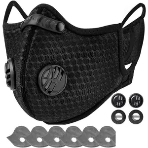 Reusable Half Face Cover Mask w/ Filter Cycling Outdoor Sport Face Mask Black