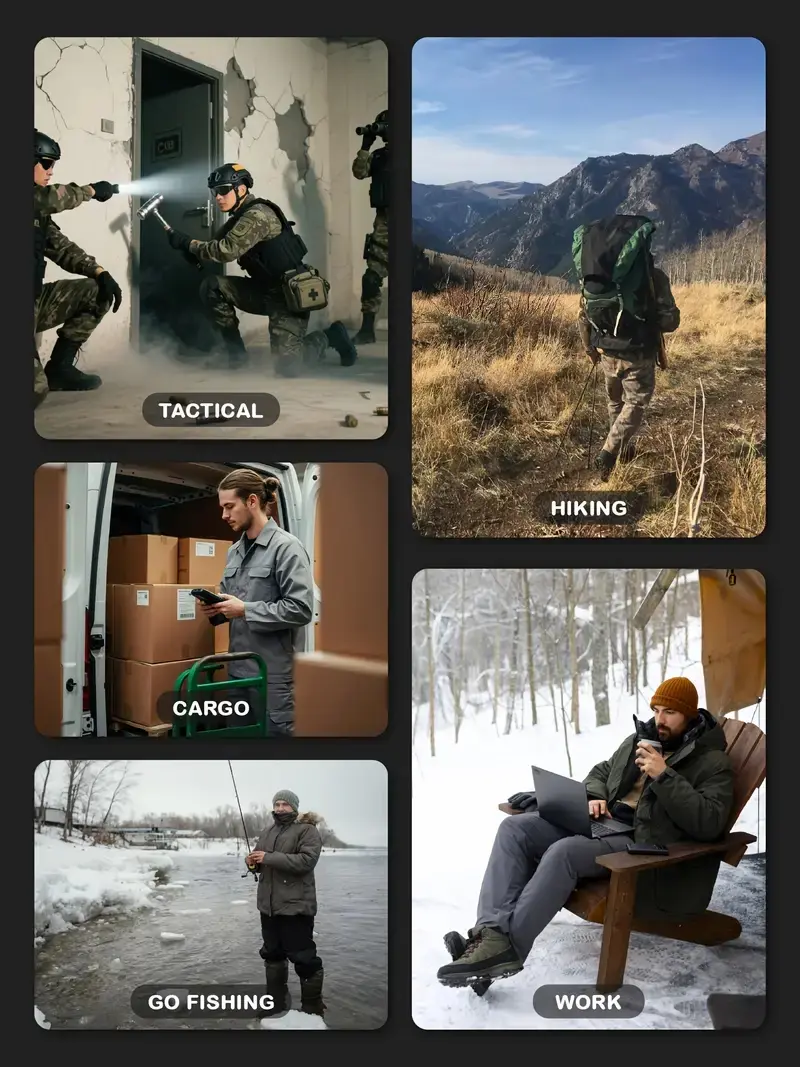 Men's fleece-lined tactical work pants for cooler weather