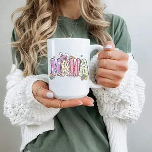 Easter Nana Mug, Cute Bunny Coffee Cup for Nana, Pastel Spring Gift for Grandma, Easter Basket Stuffer, Floral Nana Gift