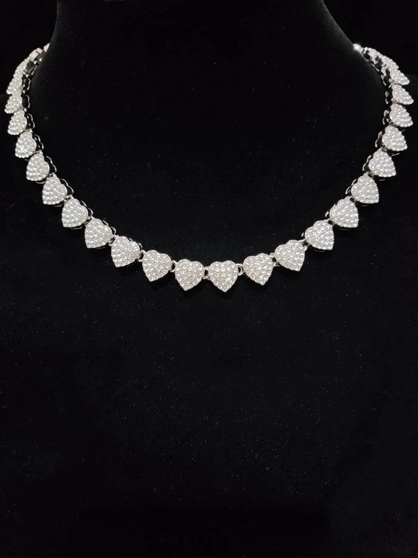 Heart Necklace, Heart Shaped Necklace, Street Rhinestone Decor Matching Necklace, Rhinestone Decorated Necklace for Galentinesparty for Boyfriend & Girlfriend, Exquisite Trendy Jewelry for Party, Daily Wear, Exquisite Jewelry Gift