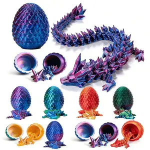 3D Printed Dragon Statue Colorful Gradient Dragon Egg, Easter Egg Stuffing Decor Creative Desktop Ornament for Home Office