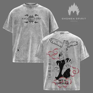 Deidara – Naruto Shirt | Art Is An Explosion Akatsuki Rogue Ninja Design, Clay Bomb Jutsu Anime Graphic Tee, Vintage Washed Unisex Streetwear For Naruto Shippuden Fans
