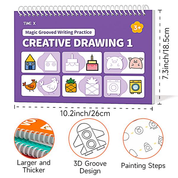 2026-TIMEX Reusable Grooved Handwriting Workbook for Kids, Learning Materials, 6 Books–Early Elementary,Math, Words, Drawing –Gift for Child,Easter's Day