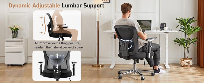 Big and Tall Office Desk Chair, 500lbs Heavy Duty Mesh Ergonomic Computer Chair with Arm and Wide Comfy Seat, Wheels for Adult
