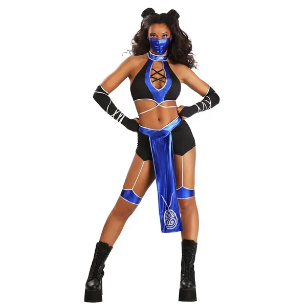Women's Sexy Blue Mortal Ninja Costume