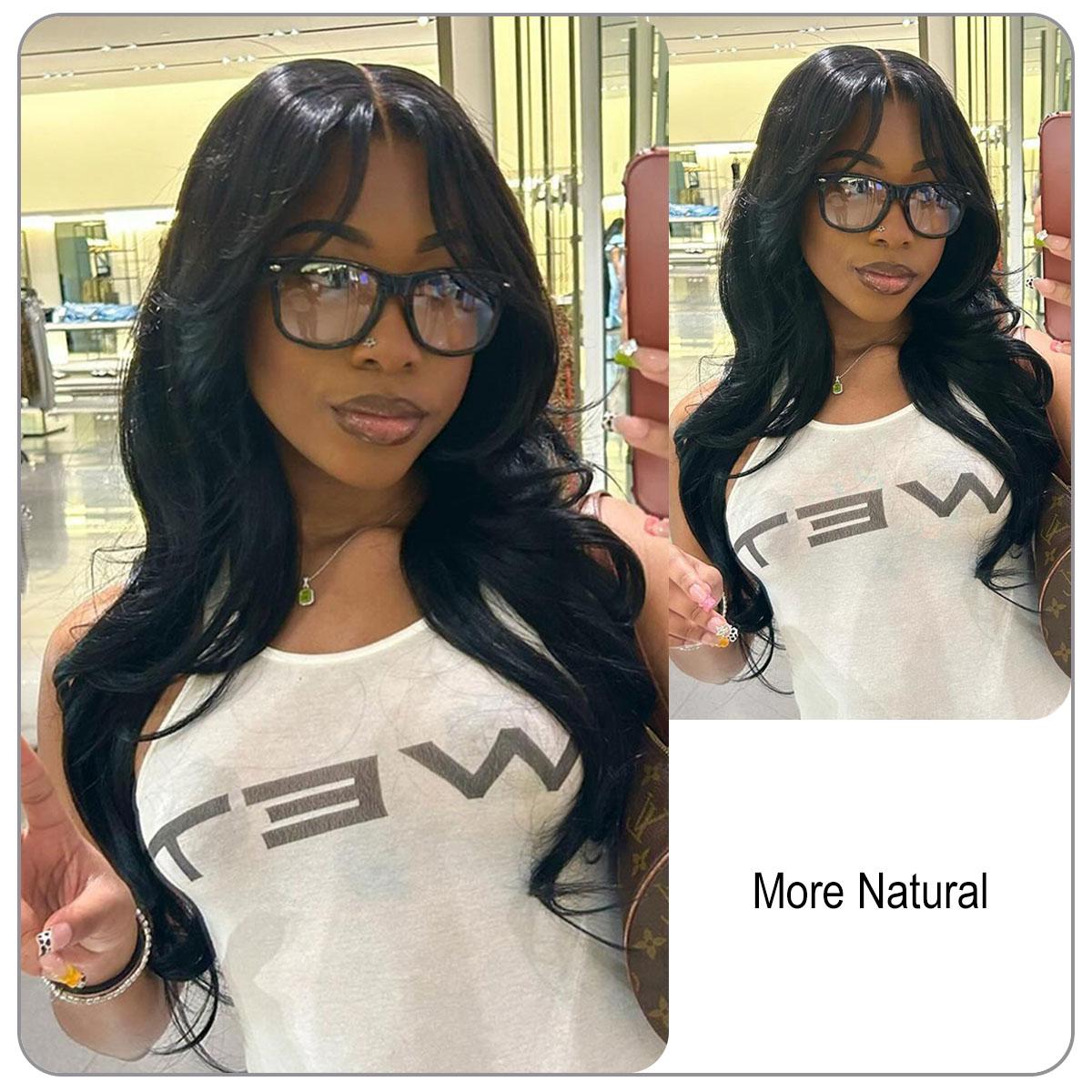 [Wequeen] 2x6 HD Lace Closure Straight Body Wave Skin-Like Closure Human Hair, Soft & Natural, Durable & Lightweight, 14-18 Inch, #1B Natural Black