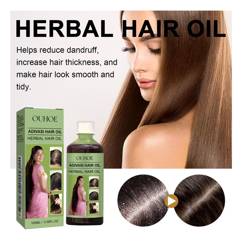 OUHOE Herbal Hair Oil: Gentle in nature, it nourishes the scalp; strengthens and cleanses the hair while protecting the scalp from dandruff and enhancing hair thickness.