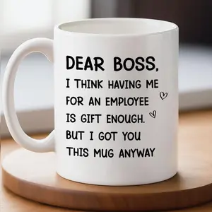 [BNB Gift] Dear Boss 11oz 15oz Mug - Hilarious Employee Gift for Manager, Office Humor Ceramic Coffee Cup for Christmas or Appreciation, Perfect Work Desk Present for Lighthearted Team Moments