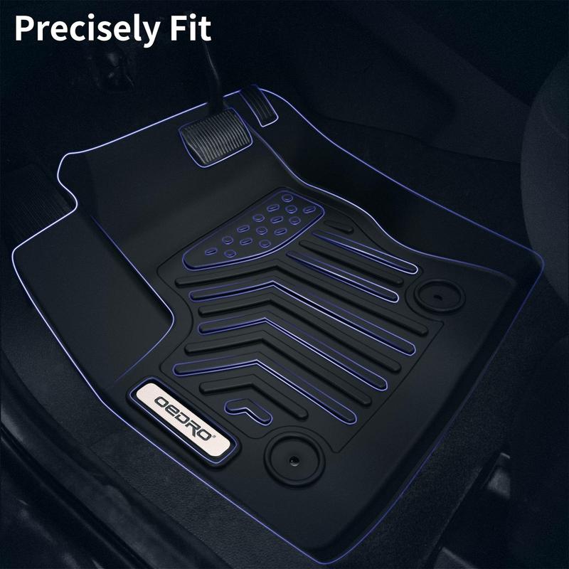 OEDRO Floor Mats Fits for 2014-2018 Chevy Silverado/GMC Sierra 1500 Crew Cab, 2015-2019 Silverado/Sierra 2500 HD/3500 HD Crew Cab, Black TPE All Weather 2 Row Floor Liner Set (Front & 2nd Seat)