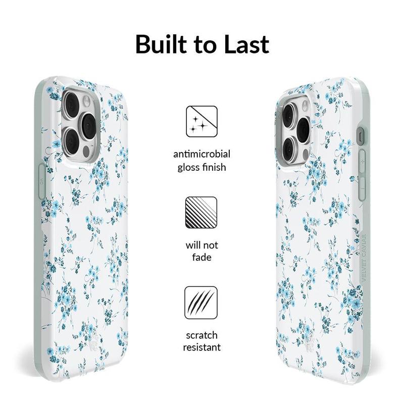 Velvet Caviar French Blue Floral iPhone Case - Trendy MagSafe-Compatible Phone Cases with Shockproof Protection Cases for Iphones