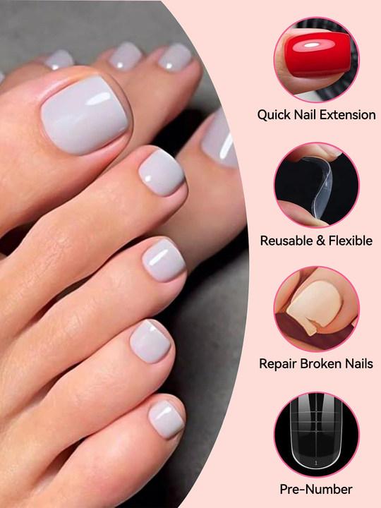 Morovan Double toe nail molds, 150 pieces, 15 sizes, reusable full-coverage molds for polyester extension gel