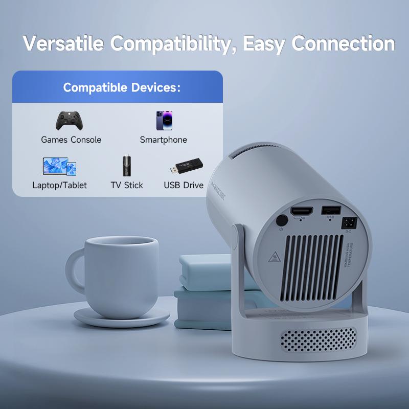 [US warehouse] Magcubic HY300Pro+ Smart Projector Android 14 290ANSI 8K Decode 0.8:1 Short Throw Ratio Dual WIFI6 BT5.4 Native 1280*720P Built-in Speaker & Appstore Allwinner H726 Home Cinema Portable Mini Projector