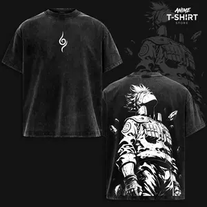 Kakashi Hatake - NRT  Vintage Washed Anime T-Shirt, Oversized Boxy Fit, Heavyweight Cotton Graphic Tee, Dark Anime Streetwear Daily Wear, Gift for Anime Fans