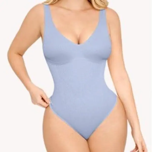 FeelinGirl  Womens Shapewear Bodysuit Body Shaper Slimming V Neck Thong Bodysuits Comfort Fabric Womenswear  Seamless