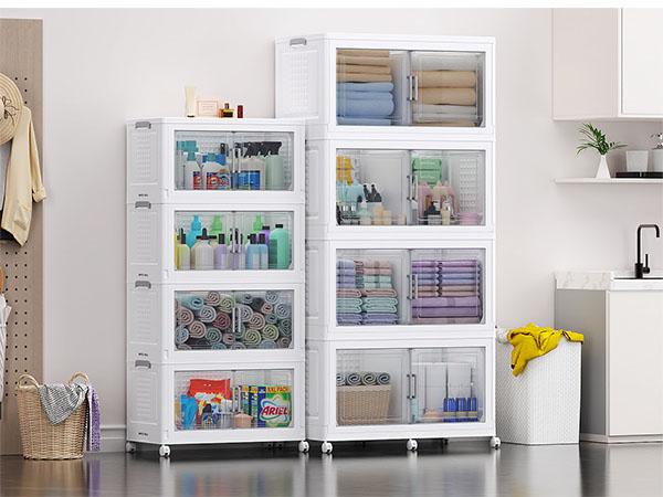 Broview V40 800QT Plastic Storage Bins with Lid and Wheels, Extra Large Stackable Storage Bins with Dividers, Closet Organizers and Storage Cabinet Shelves Collapsible Box for Home Garage