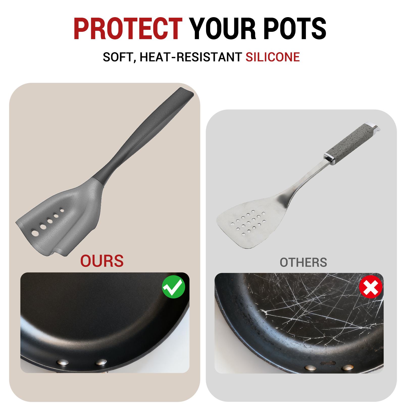 2 in1 Mincing Spatula Meat Chopper with Grease Draining Slots,for Frying Pan， Heat Resistant Ground Beef Masher & Hamburger Grinder, Non-Stick Potato Mixer and Meat & Poultry Chopper Tool