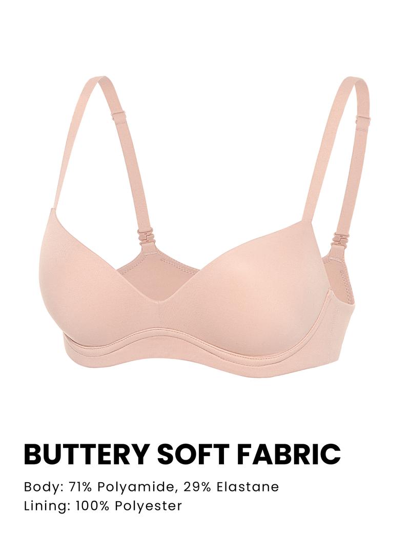 DOBREVA Women's Push Up Bra No Underwire Comfortable Wireless Bras Padded Plunge