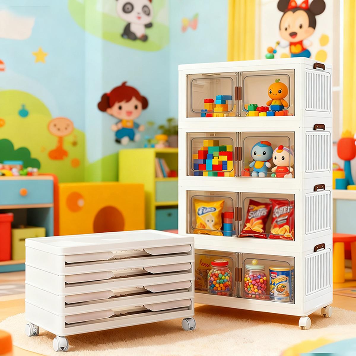 2/3/4/5 Layers    Plastic Storage Bins with Lids, Stackable Storage Containers with Wheels, Folding Storage Boxes, Collapsible Storage Bins, Closet Organizers and Storage for Living Room, Kitchen, Office, Dorm