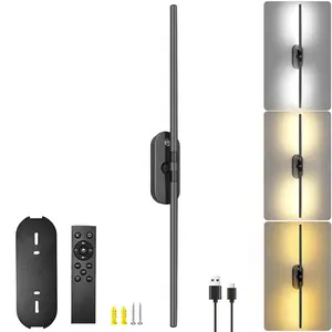 Battery Operated Wall Sconces Set of 2, Rechargeable 6000mAh Wireless Lights with Remote, 360° Rotation Dimmable 3000K-6500K, No Wiring Indoor Lamps for Bedroom Hallway Stairs 31.5 Inch Black