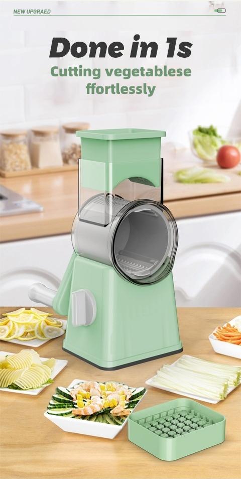 ONAIL Rotary Cheese Grater with Handle, 5+1 Six Well-Designed Blades, Strong Suctuon Cup Base, Kitchen Springtok Utensils Springtok