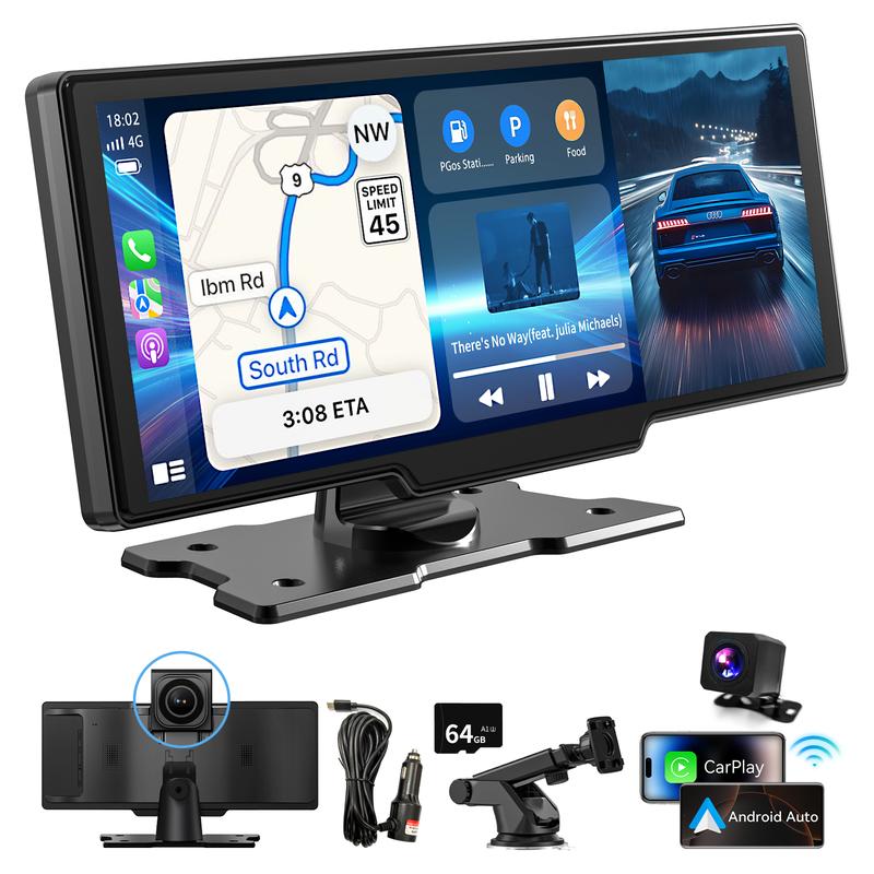 KOUENOM 2026 Upgraded 10.26 Inch Wireless CarPlay Screen for Android & iPhone Ultimate Portable Car Play Adapter with 1080P HD Display, Bluetooth 5.3, Rear Backup Camera, and Easy Plug-and-Play Installation