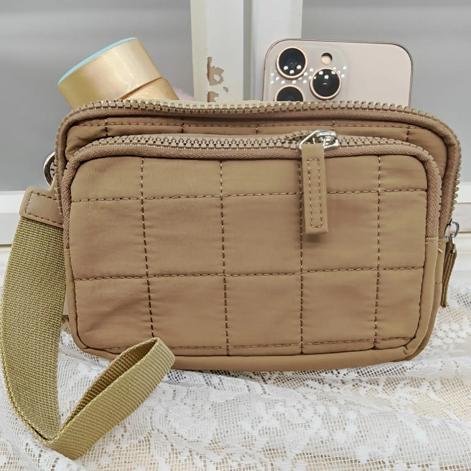 Women's Quilted Wristlet Wallet - Fashionable Versatile Purse with 3-Zipper Compartments, Wrist Strap, Credit Card Holder, Phone Organizer for Traveling, Wristlet Carry Frees Hands on Walks, Wristlet Pouch, Wallets For Women
