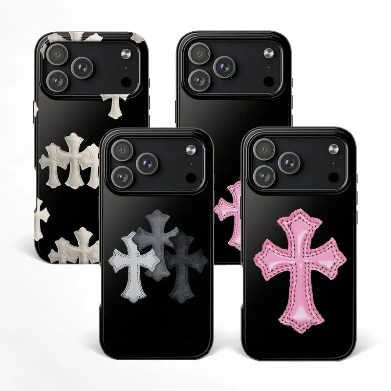 Magsafe Chrome Hearts Cross Cover Luxury Chrome Heart Street Style Touch Phone Case for iPhone 17 Pro Max 17 Pro 17 16 15 14 13 Series Protective Cover Dark Academia