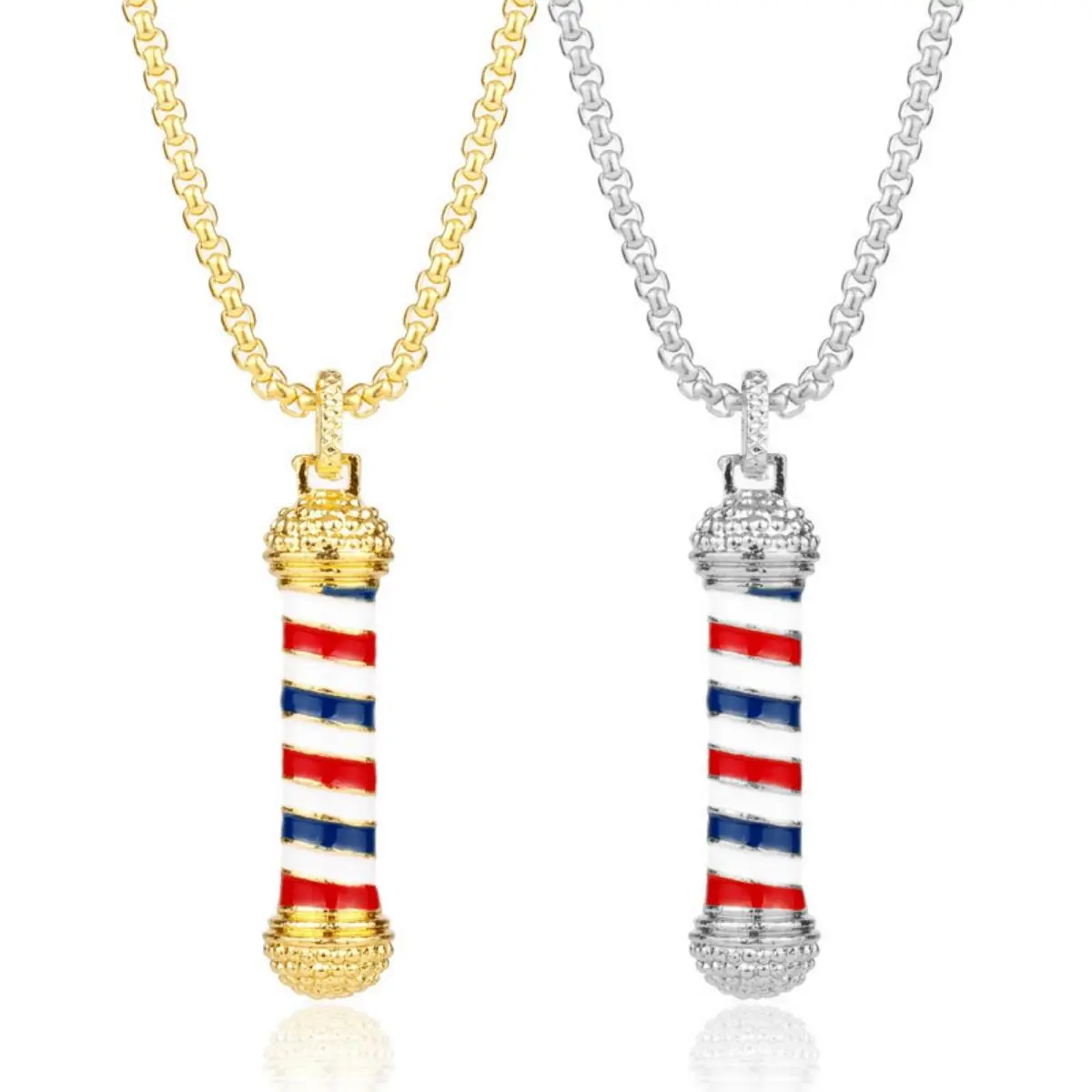 GGIRL Fashion Jewelry Accessories Barber Pole Necklace, Neon Light Charm Long Chain Personalized Jewelry for Hairdressers Hair Stylists, Ideal Youth Gift for Father’s Day & Birthday