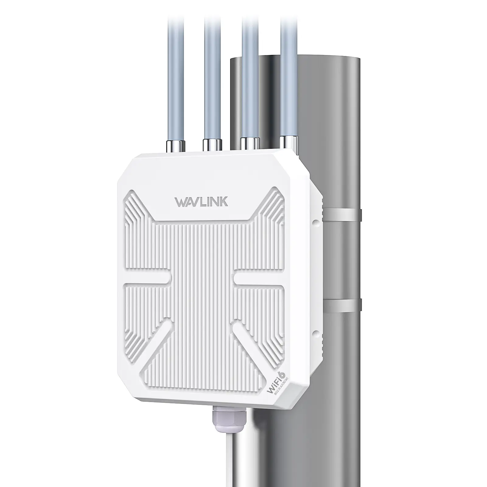 WAVLINK AX3000 Outdoor Dual Band WiFi 6 Repeater - External 4x8dBi Antennas, IP67 Fiberglass, 200-300m Range Extend, Active PoE, Supports 256 Devices, Works with Starlink/Cameras/Router, Farm Use, Father's Day Gift Idea, Wifi Repeater, Backyard, None
