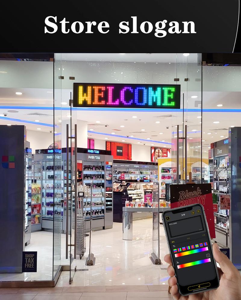 Flexible LED Signage Rolling Portable Programmable Shop Display with Custom Text Animations Doodle Patterns Music Rhythm Clock App Remote Control USB Powered IP67 Waterproof 5V 2A 10W Energy Efficient Smart Signage for Automotive Stage Live Shows Concerts