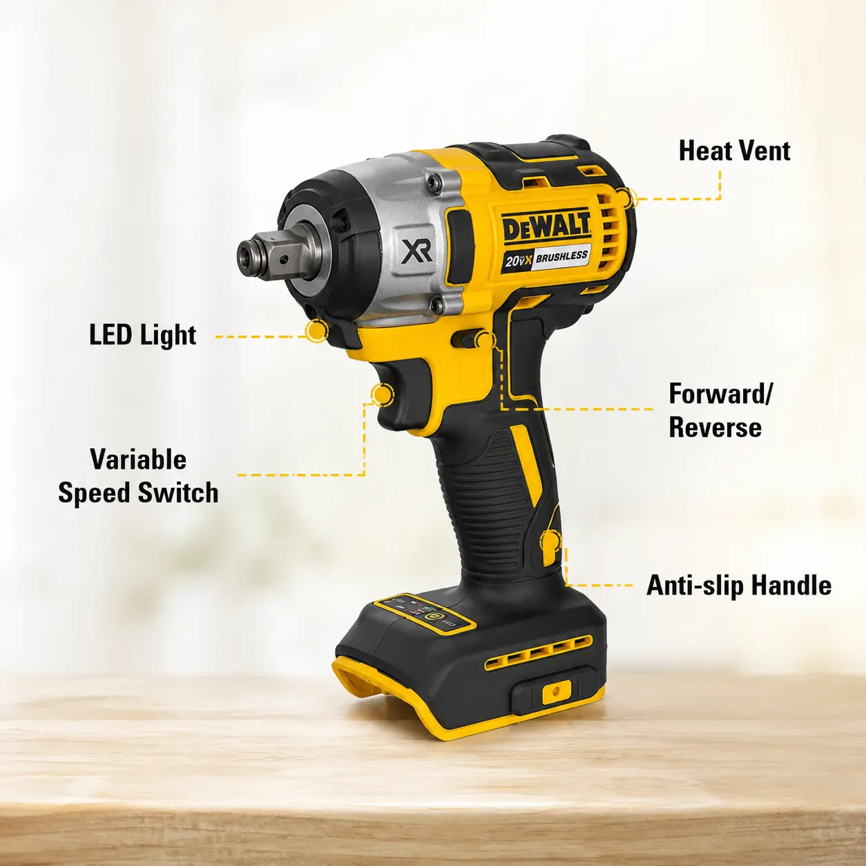 Dewalt DCF880 Brushless Impact Power Tool - 3300RPM High Torque Versatile Hand Tool for Tire Repair, DIY Tasks, Power Tools