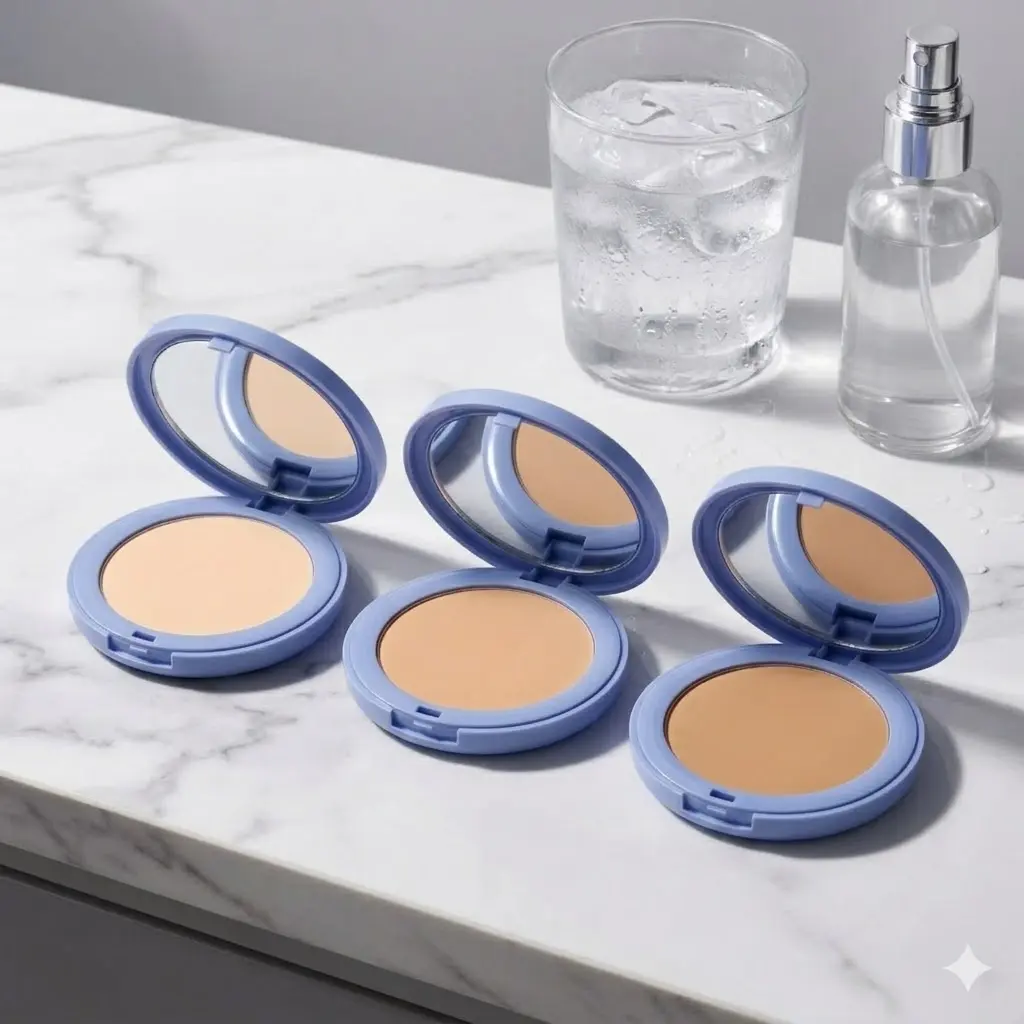 Matte Solid Powder Compact with Mirror, 12H Oil-Control, Waterproof & Firming Makeup for Normal Skin & Uneven Skin Tone, Single Pack, Soft Powder, Cosmetic Matte Pressed Powder Setting Powder