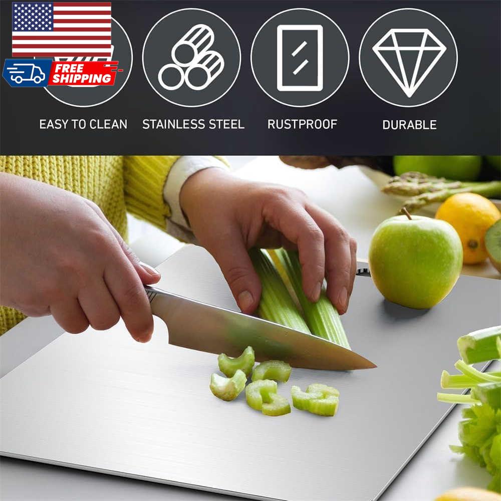 3-Piece Premium Stainless Steel Cutting Board Set – Non-Porous, Hygienic & Dishwasher Safe – Ideal for Meat, Vegetables & Daily Kitchen Prep (Made in USA)