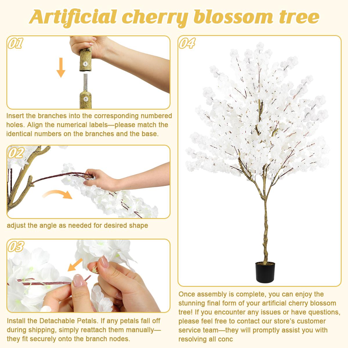 Artificial Cherry Blossom Tree 6FT 7FT 8FT – Tall Faux Sakura Tree with Silk Flowers – Indoor Outdoor Decorative Tree for Home Office Wedding Party Decor, Housewarming & Holiday Gift Artificial Cherry Blossom Tree 6FT 7FT 8FT – Tall Faux Sakura Tree with Silk Flowers – Indoor Outdoor Decorative Tree for Home Office Wedding Party Decor, Housewarming & Holiday Gift