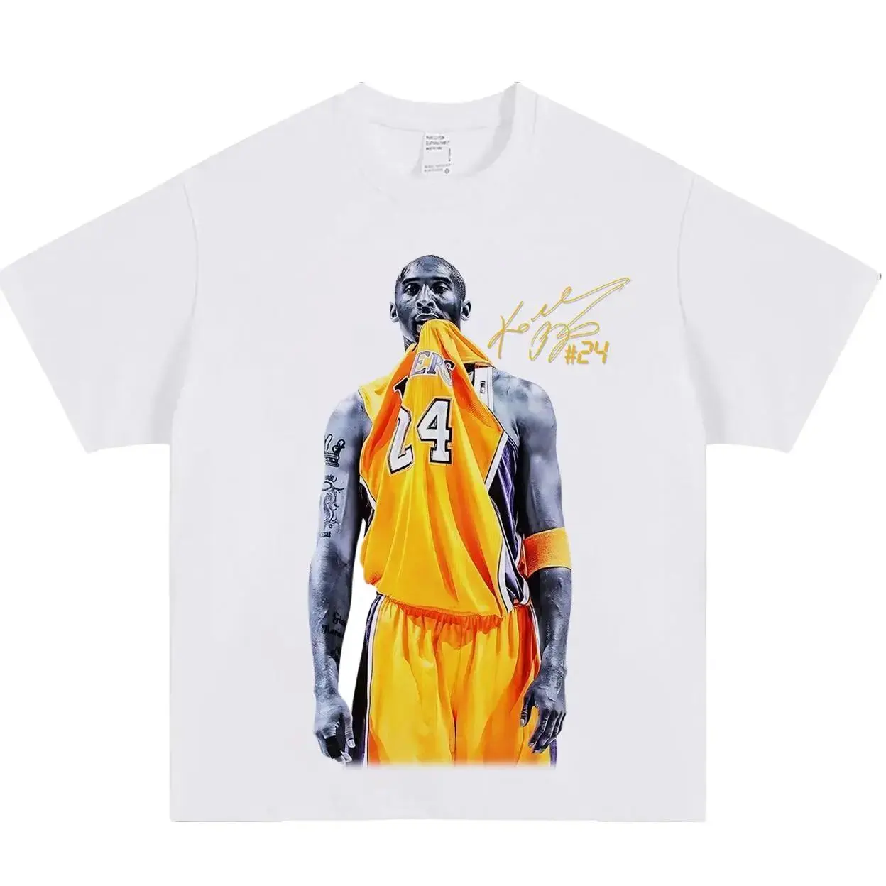 Men's Retro Kobe Bite Shirt Character T-shirt - Signature Pattern T-shirt - Oversized Cotton Casual Summer Street Top,  casual streetwear top