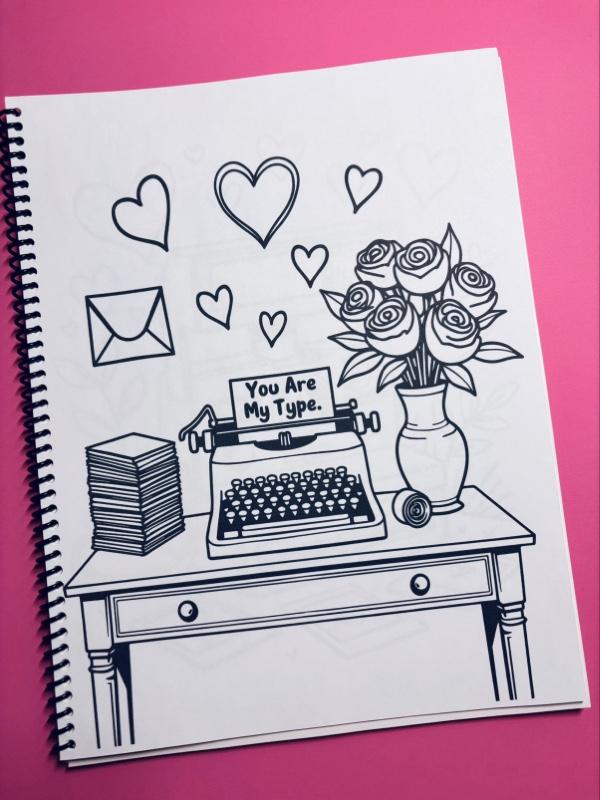 Bold & Easy Retro Valentine Coloring Book with 30 Unique Pages for Kids Teens & Adults Simple Fun Designs for Stress Relief & Mindful Coloring