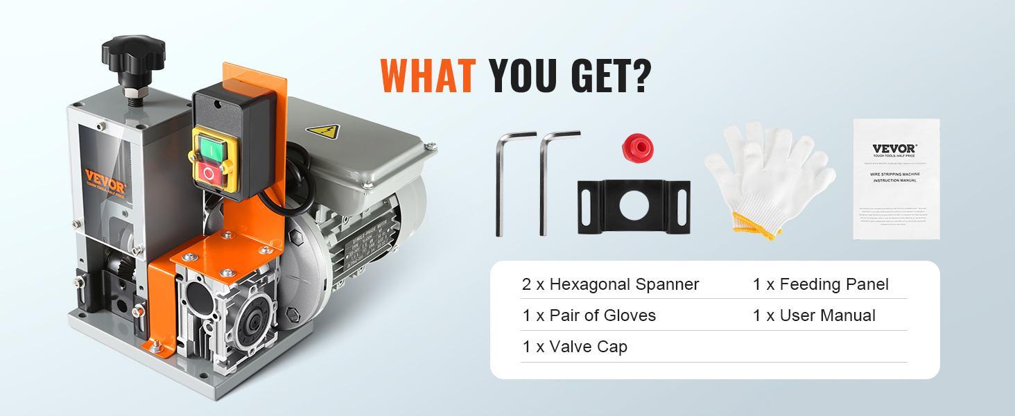 VEVOR Electric Cable Stripping Tool, 0.06''-0.98'' Motorized Wire Stripper, 180 W, 60 ft/min, with Clear Depth Gauge, Ideal for Scrap Copper Recycling