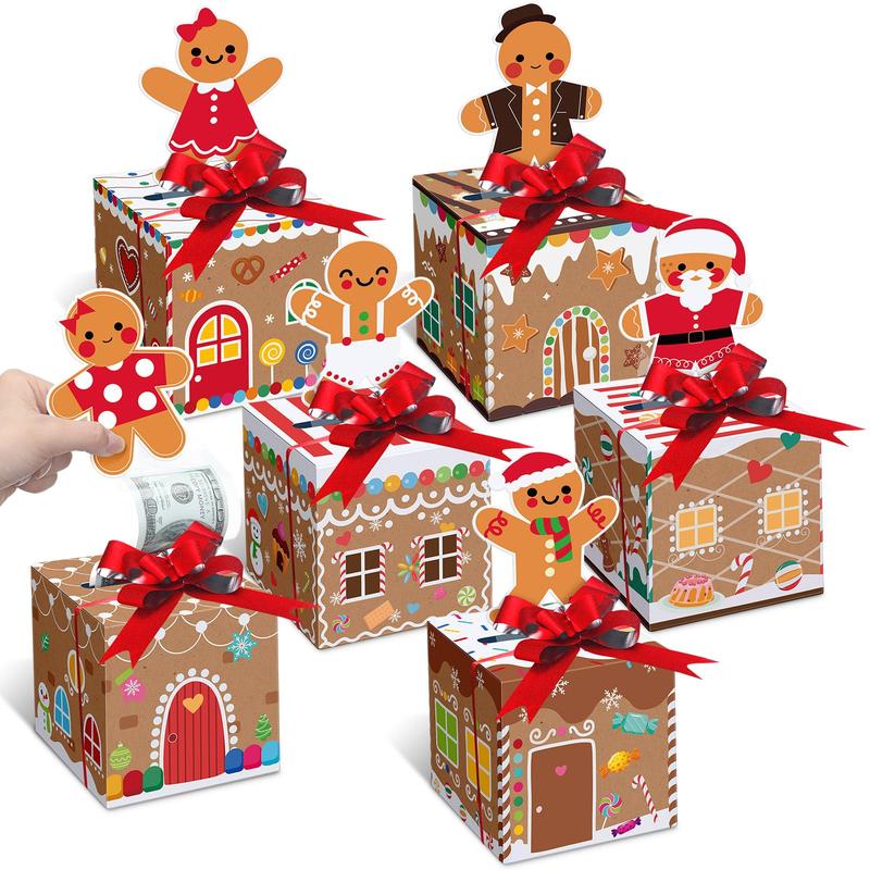 Christmas Clearance Sale 12 Pcs Christmas Money Gift Box Cash Gift Envelopes for Cash Pop Up Cash Holder with Festive Bows Clear Seal Bags Santa Pattern for Friends Wives Sisters,DIY Surprise Merry Pull Box Kit Christmas Holiday Birthday Party Supplies