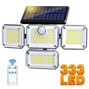 Outdoor Solar Light IP65, with  Adjustable Rotating Heads, 333 LEDs, 270° Wide-Angle Floodlight, 3 Lighting Modes with Motion Sensor, Suitable for Yard, Garden, Patio, Garage Lighting, Perfect New Year Gift for Parents