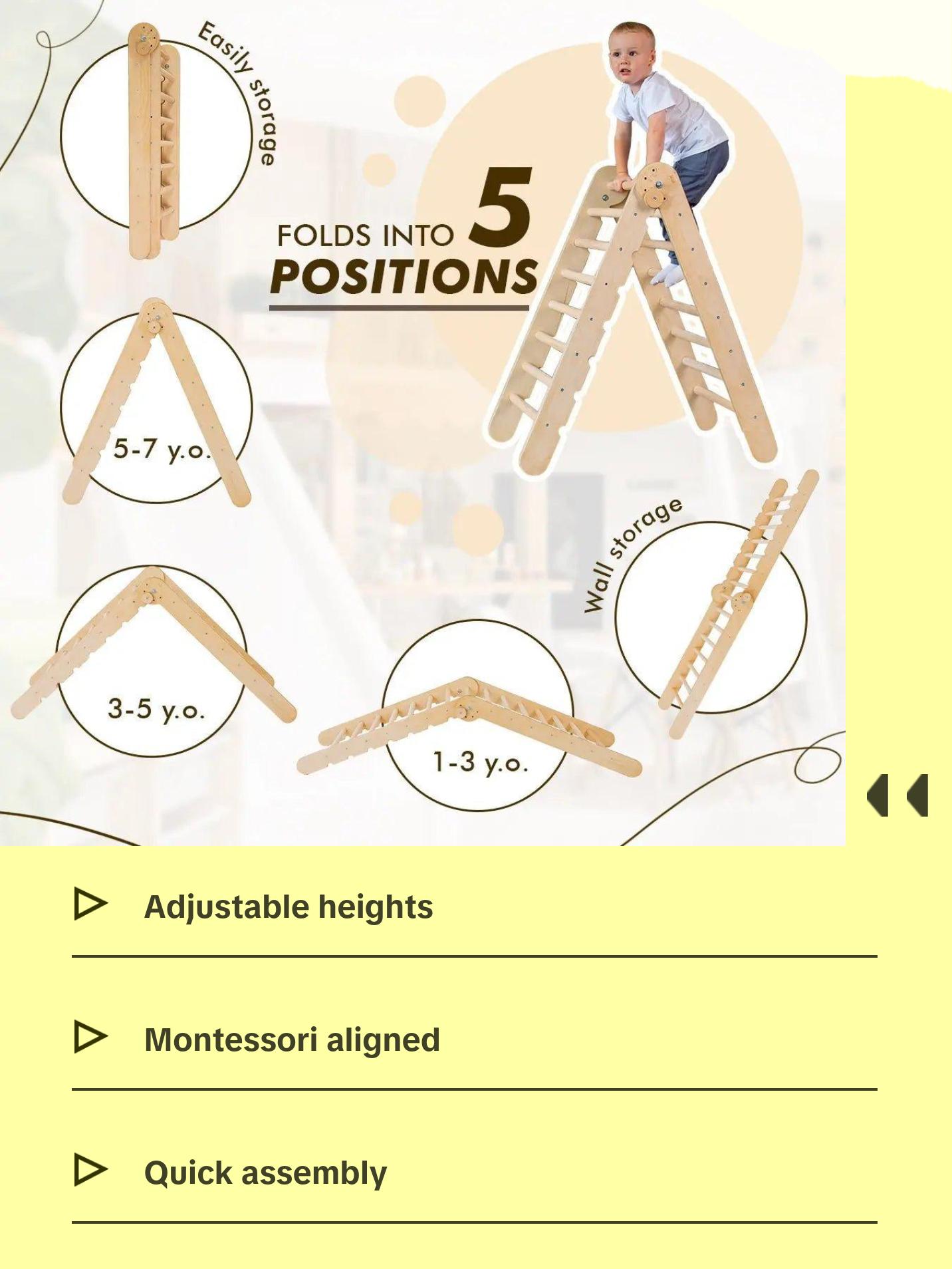 Montessori Triangle Ladder - Handmade Climber for Kids 1-7 y.o.