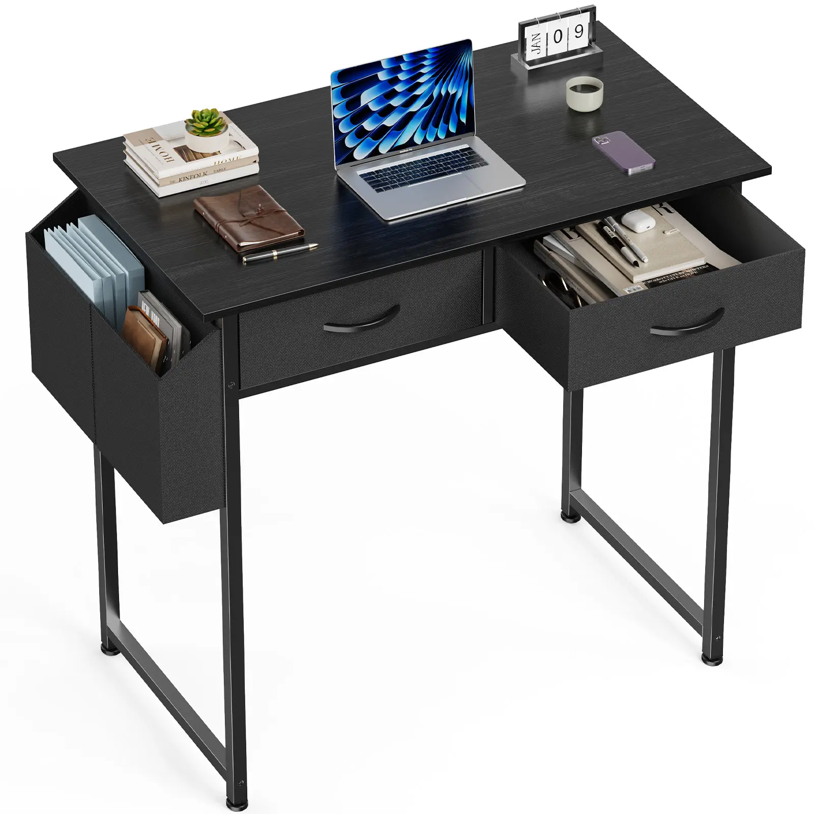 Modern Adjustable Multi-Function Gaming Computer Desk Stand - Apartment Office Furniture, Multiple Drawers, Storage Bag, Headphone Hook, Adjustable Legs, Durable for Small Home Office Spaces, Gaming Desk, Office Accessories