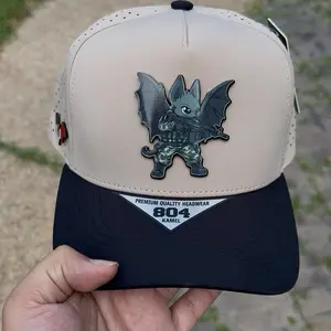 Murcielago Cap Adjustable Strap with Bat Graphic, Camouflage Pattern