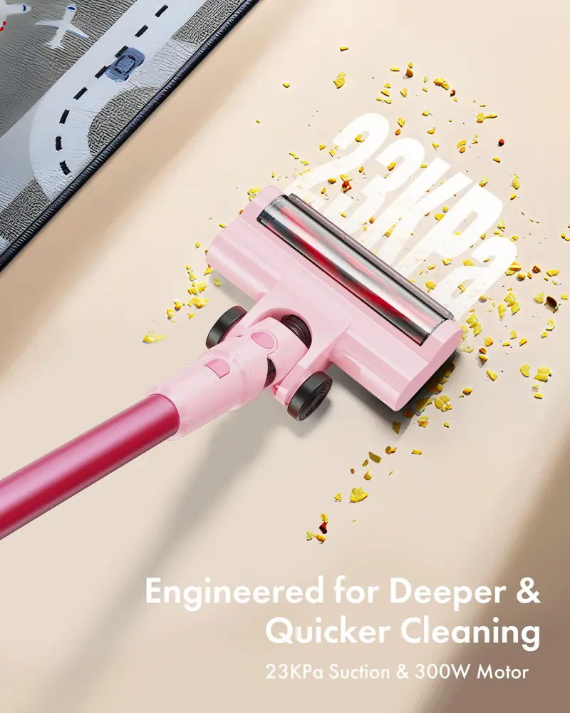 Product Introduction of Dezkly Cordless Vacuum Cleaner, 300W 23KPa Lightweight Stick Vacuum with 48mins Runtime Battery, 3 Suction, LED Display, Powerful Vacuum Cleaner with Sofa Brush for Hard Floor/Carpet/Pet Hair/Car 3