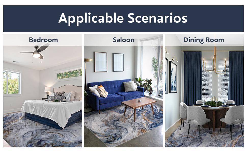 MontVoo Marble Washable Area Rug, Modern Abstract Design, Non-Slip, Easy-to-Clean, Dirt-Resistant, Soft & Durable Carpet, Stylish Home Decor for Living Room, Bedroom, Office & Dining Room