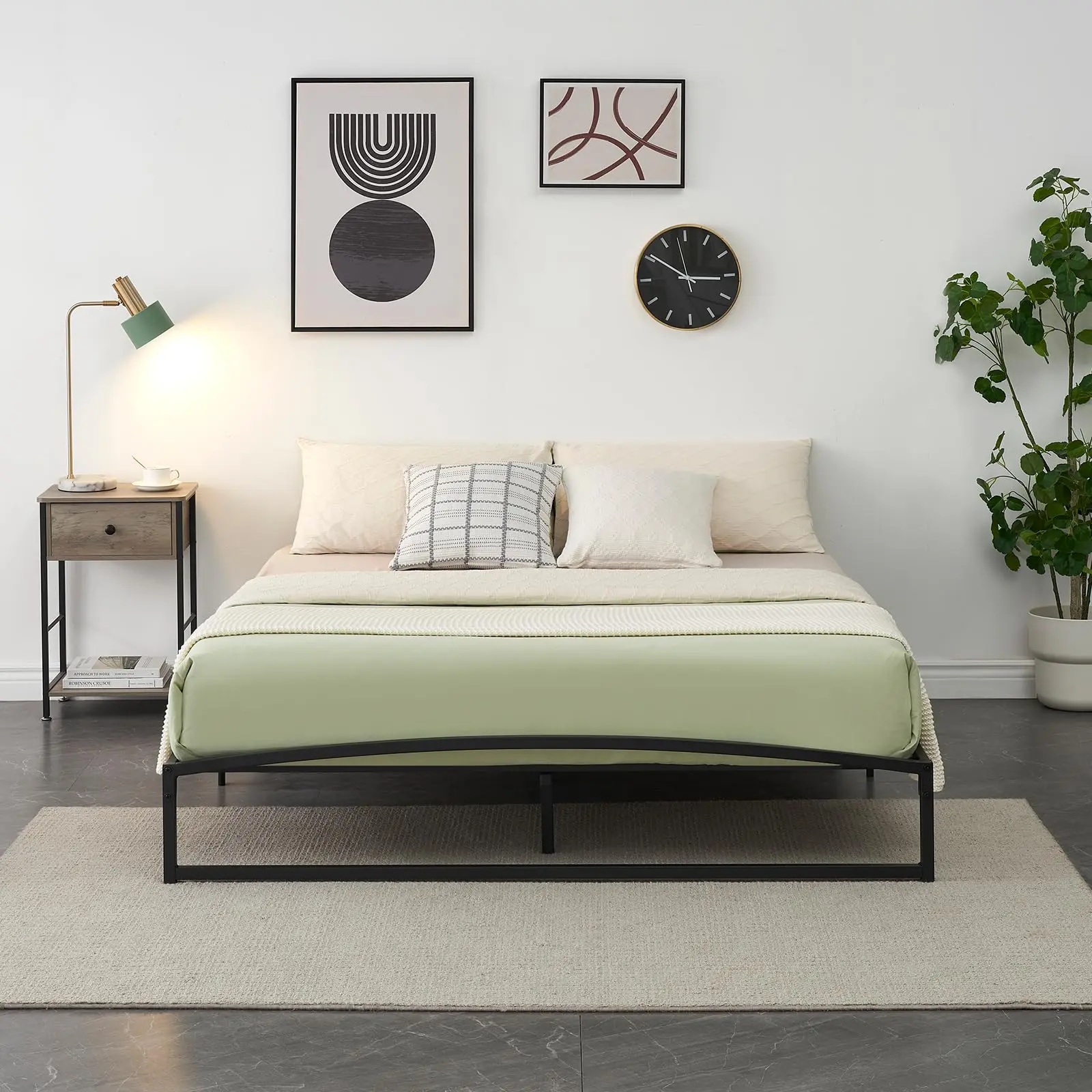 Garvee Metal Bed Frame Low Profile Heavy Duty Platform with Arch Style Twin XL to California King Sizes Easy Assembly Strong Support Noise Free Under Bed Storage Multiple Colors