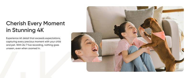 eufy Indoor Cam E30, Latest Generation, 4K UHD Security Camera, 360 Pan-Tilt, Color Night Vision, AI Detection for Human/Pet/Audio/Crying, Human/Pet Auto Tracking, Works with Homekit