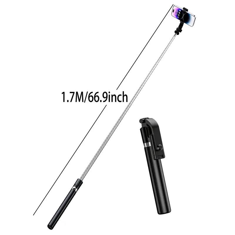 68 Inch Retractable Selfie Stick Professional Floor Tripod For Live Streaming, With Wireless Remote, 360° Rotation, Stable Anti-shake Design. Ideal For Travel Vlogs & Outdoor Live Streaming. Compatible With IPhone/Android Smartphones
