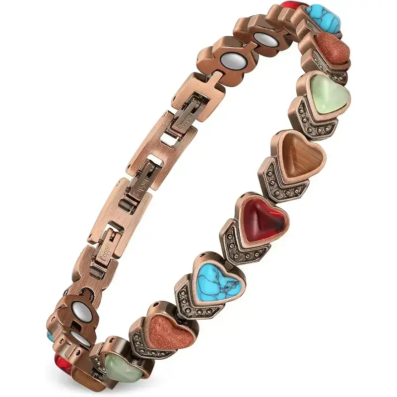 Women's Pure Copper Magnetic Bracelet with Natural Unique Gemstone - Trendy Stack-Ready Jewelry Accessory, Bracelets for Gift Ideas